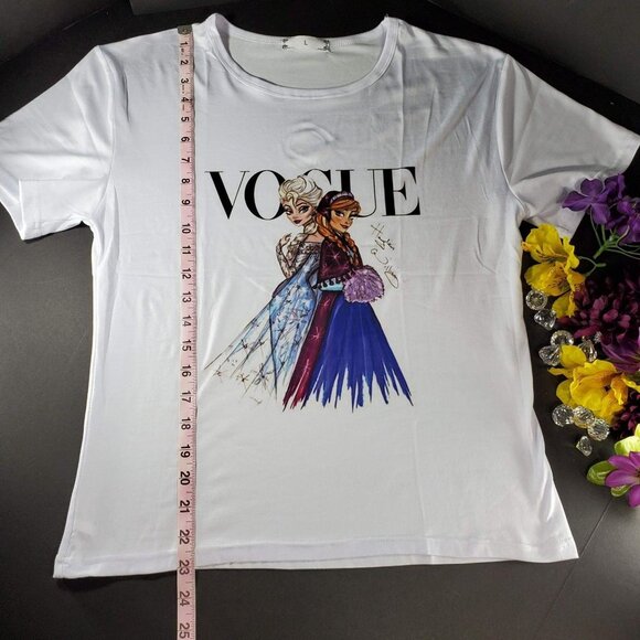 Princess Elsa and Anna Knit Blouse Disney Frozen Inspired Sleeve Tee Shirt White - Picture 5 of 13